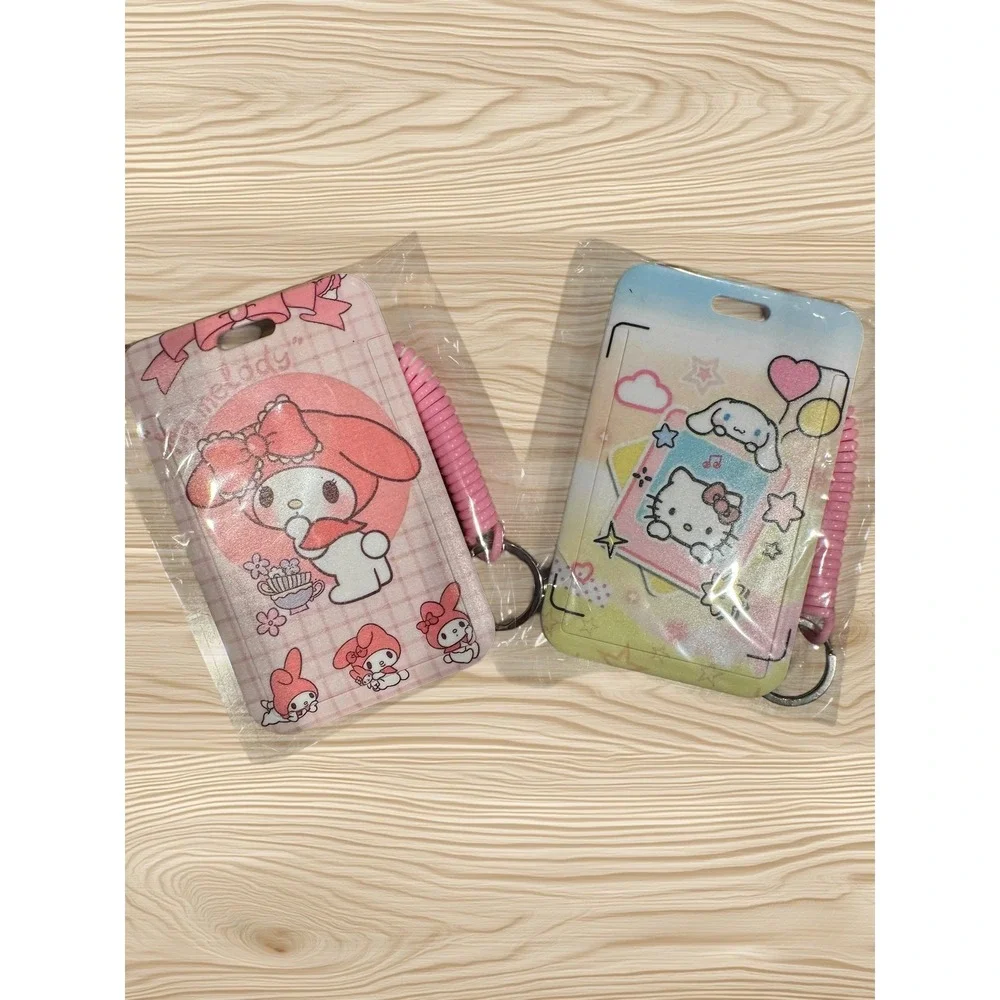 Sanrio Hello Kitty My Melody ID/Photocard Card Holder Coiled Wristlet Keychain
